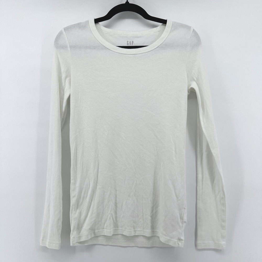 Gap Favorite Tee White Long Sleeve Crewneck T-Shirt XS 741332-07